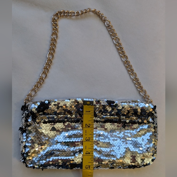 H&M Sequin Chain Shoulder Bag Y2K Silver Gold Black - Picture 10 of 10